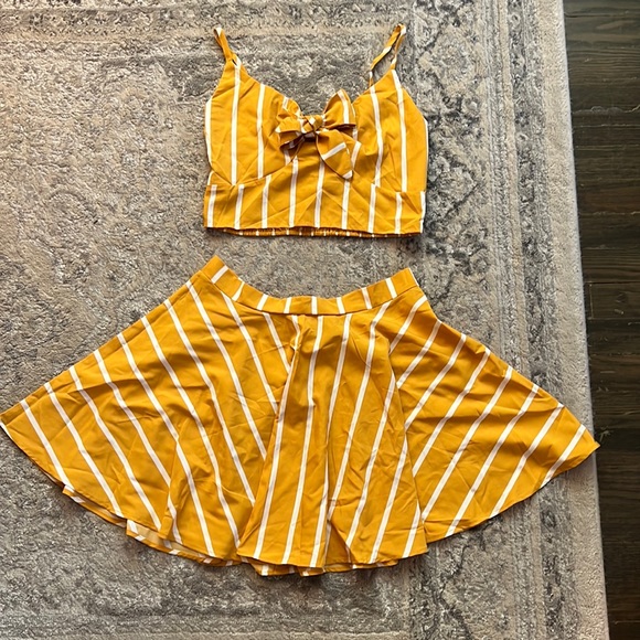 Never worn! Striped Self-Tie Cami Top & Mini Skirt Set - Picture 3 of 4